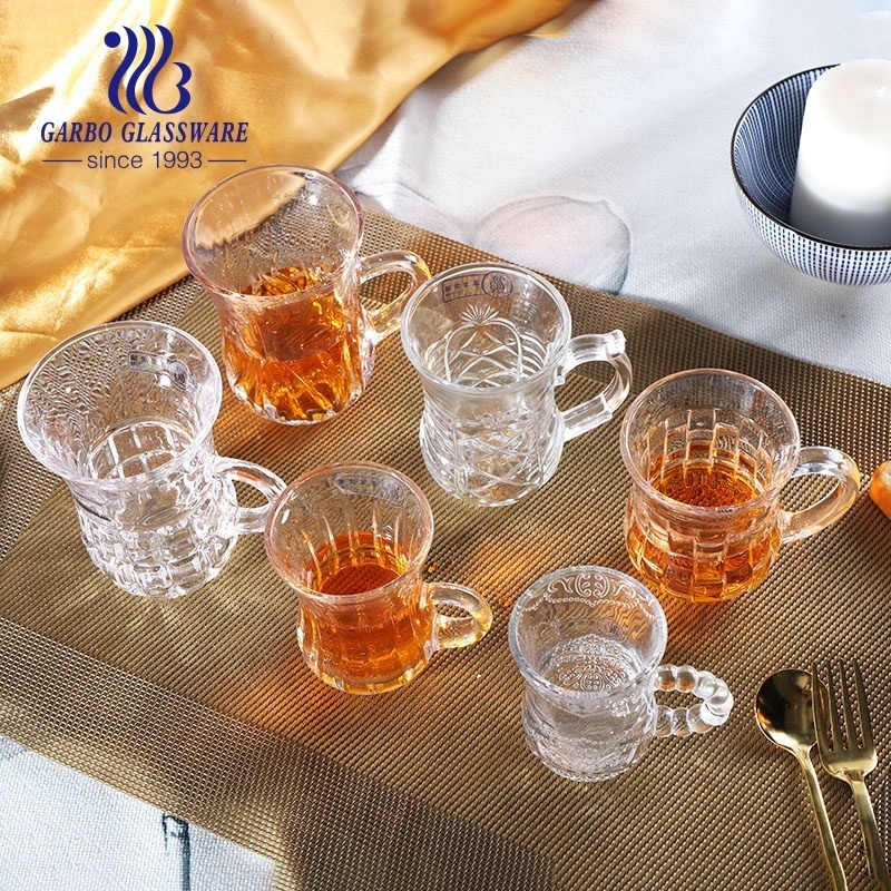 2oz 3oz small glass tea cup engraved mold designs glassware Arabic Turkish tea and coffee glass cay