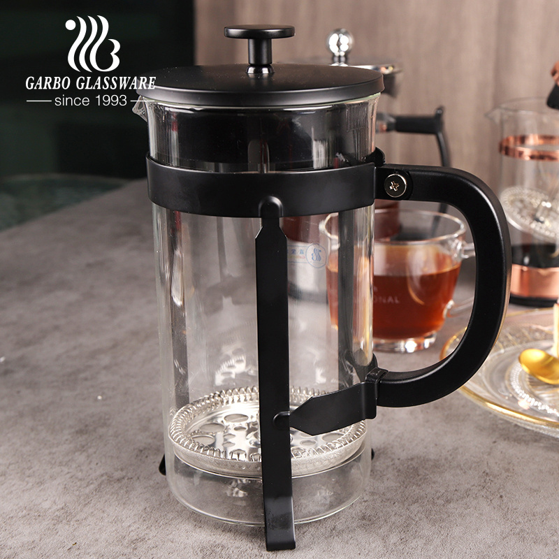 high quality heat resistant discount350ml /650ml/1000ml Stainless steel  Glass Coffee Maker Glass French Press Tea pot Set