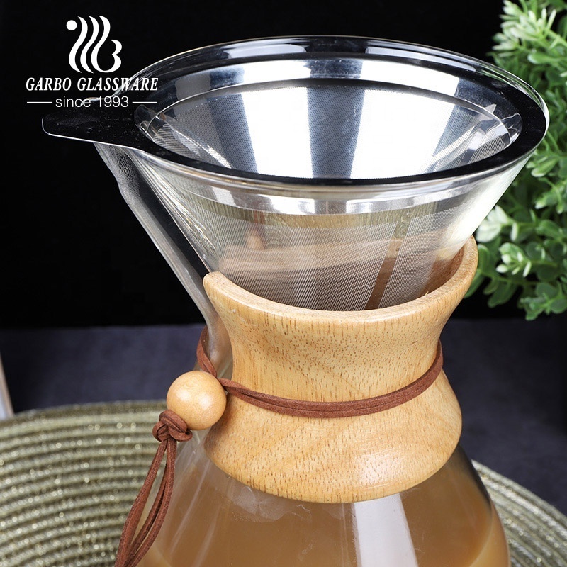 Home Use Portable Heat Resistant Borosilicate Coffee Glass Maker Glass Coffee Pot with Stainless Steel Filter