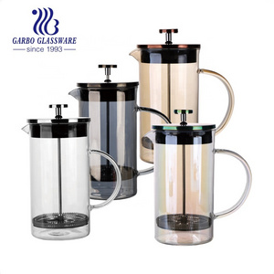 high borosilicate french press  jars for coffee ion plating design coffee maker glass pressed pot china suppliers glassware