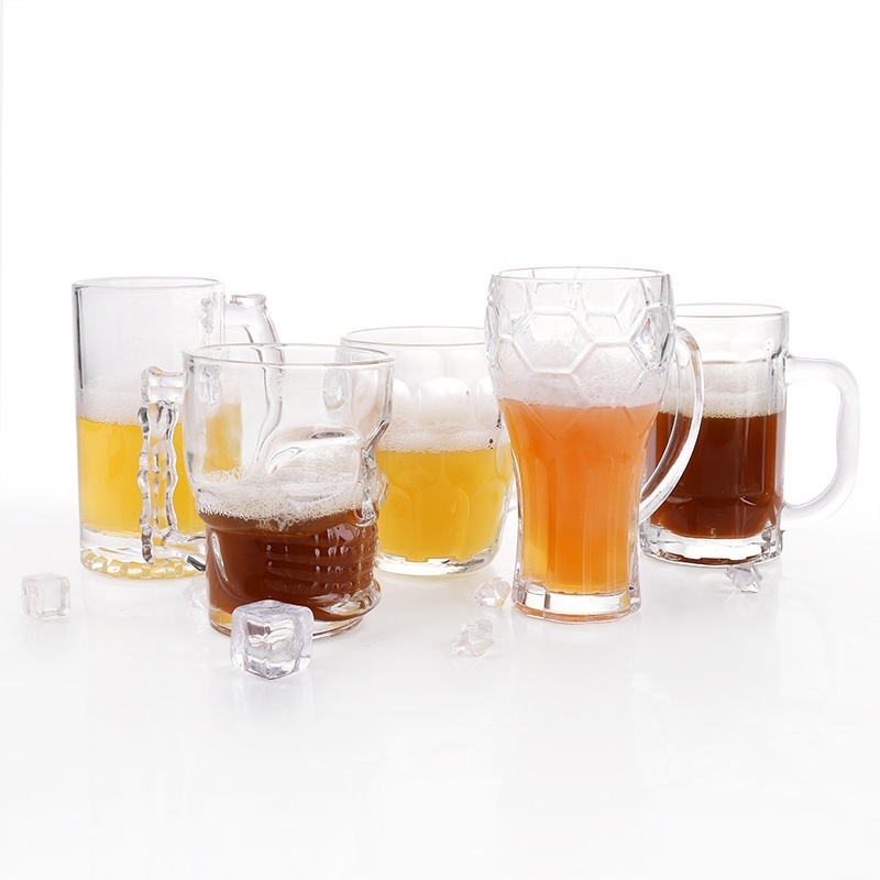 18oz 520ml classic factory wholesale engraved design big size skull water glassware mug beer glass cup