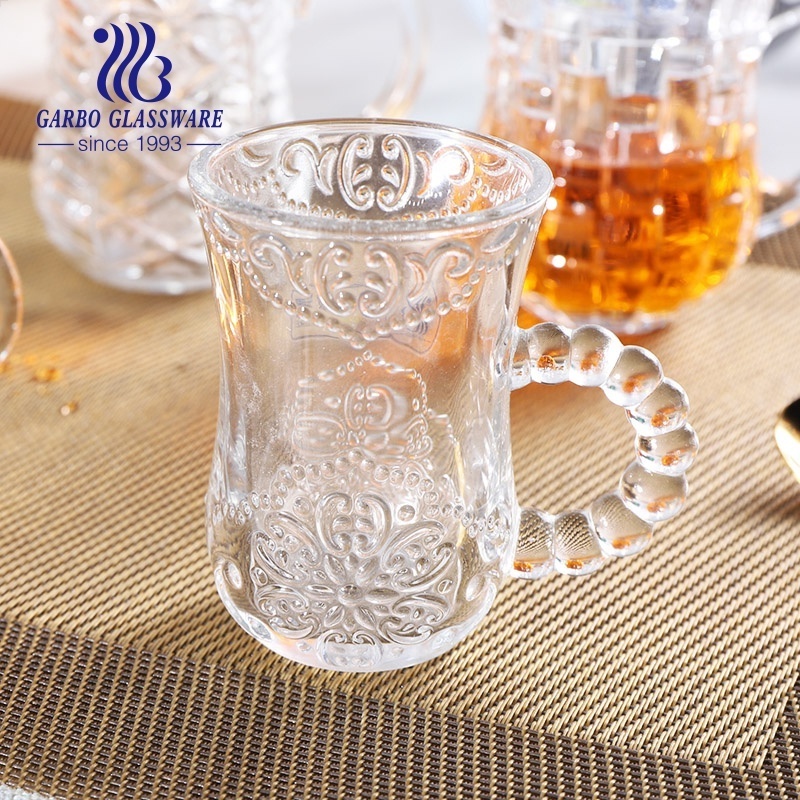 2oz 3oz small glass tea cup engraved mold designs glassware Arabic Turkish tea and coffee glass cay