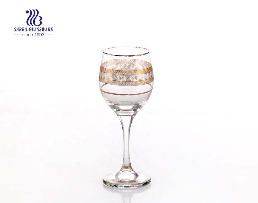 Hot Sale gold rim 7oz fancy flower designs wine glass goblet Stemware for party wedding dector long stem white wine goblet