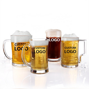 factory wholesale cheap price drinking glassware custom logo beer mug glass steins mug 18oz large glass beer mugs with handle