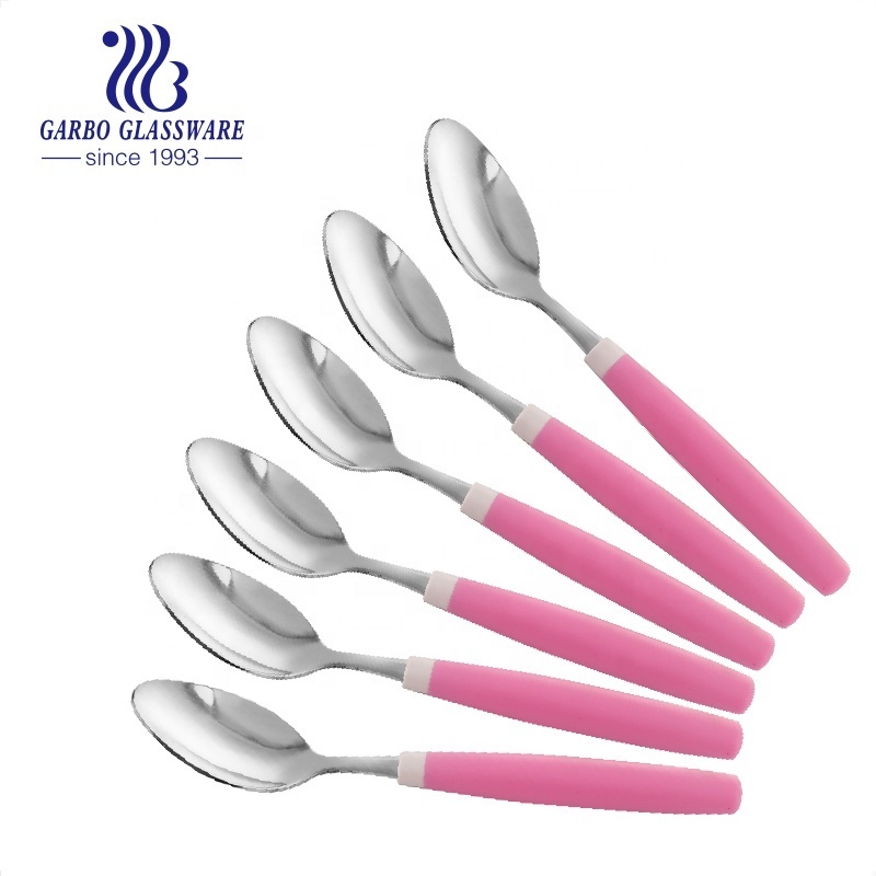 Stainless steel flatware dinner spoon with PP handle dessert yogurt coffee silverware cutlery wholesale for restaurant