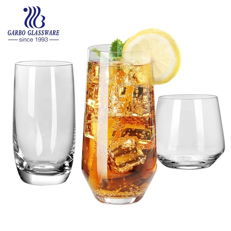 Long Big Capacity Delicate Stemless Wine Glass Cocktail Juice Glass Tumbler in Stock High White Clear Water Drinking Glass Cup