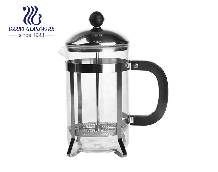 Hot water carafe high quality 600ml borosilicate glass teapot glass French Press portable coffee maker with cone filter