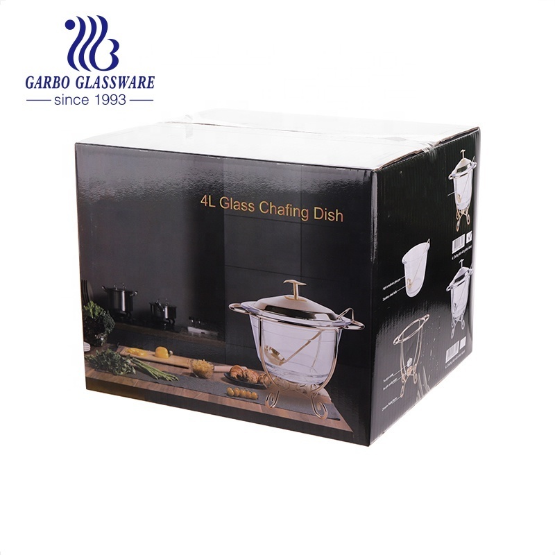 Wholesale factory direct other hotel restaurant supplies food warmer set round display hot pot with lid and spoon golden silver