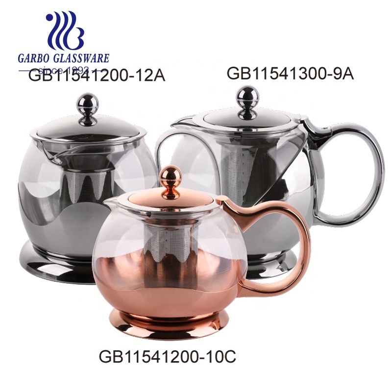 Wholesale Factory Clear High Borosilicate Glass Tea Pot with 304 Stainless Steel Infuser Cheap Price Heat Resistant Glass Teapot