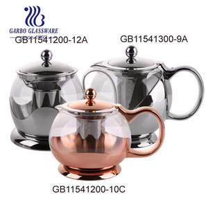 Wholesale Factory Clear High Borosilicate Glass Tea Pot with 304 Stainless Steel Infuser Cheap Price Heat Resistant Glass Teapot