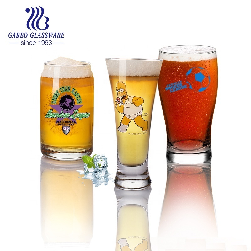 Elegant Shaped Drinking Tumbler Beer Glasses Can Shaped Beer Glass 20oz 17oz 12oz with Customize Logo Can Glass Drinking Cup