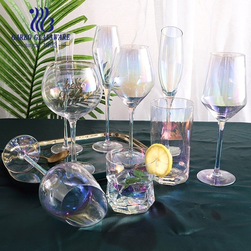 15oz new-designed luxury crystal wine glass with colorful colors for gift and wedding and party using champagne glass cup