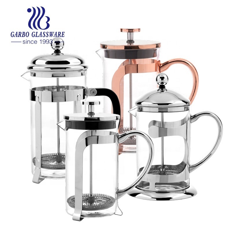 1000ml borosilicate glass teapot glass hot jug with stainless steel cover and handle hot selling glass coffee maker carafe