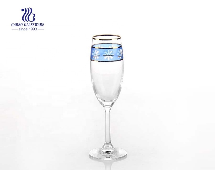 Hot Sale gold rim 7oz fancy flower designs wine glass goblet Stemware for party wedding dector long stem white wine goblet