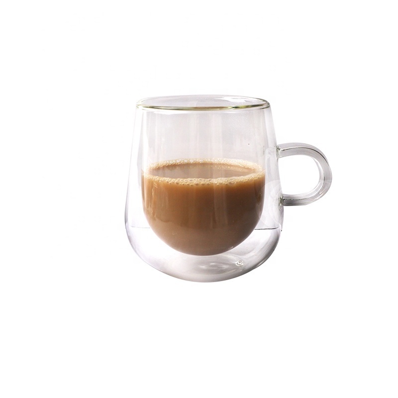 Double Walled Insulated Cup with Handle Clear Glass Modern Coffee Americano Latte Espresso Cappuccinos Mug Double Wall Glass Mug