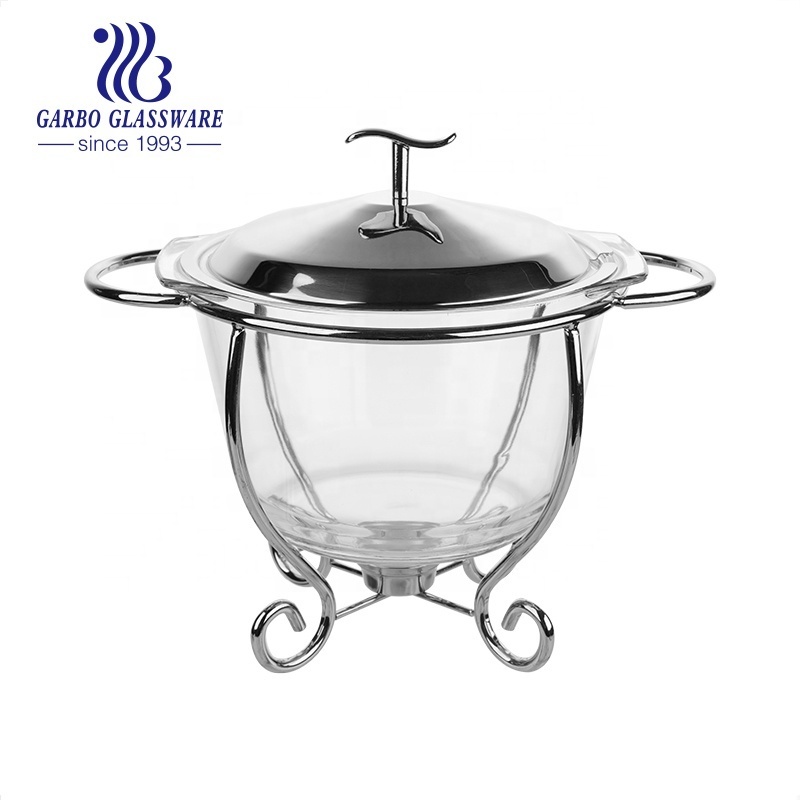 Wholesale factory direct other hotel restaurant supplies food warmer set round display hot pot with lid and spoon golden silver