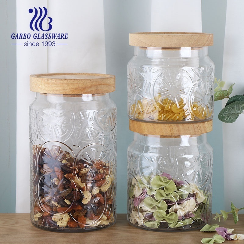 hot sale Bamboo Lids Glass Kitchen Pantry Square Food Jars and Canisters Sets Glass Food Storage Containers with Lids Wide Mouth