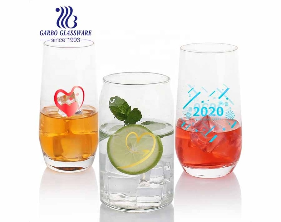 Long Big Capacity Delicate Stemless Wine Glass Cocktail Juice Glass Tumbler in Stock High White Clear Water Drinking Glass Cup