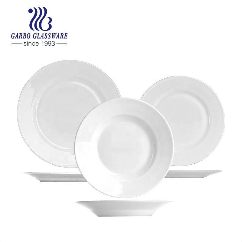 Manufacturer Plate Tableware Daily Use Cheap Heat Resistant dinner plates colorful white opal glassware dinner set for wholesale