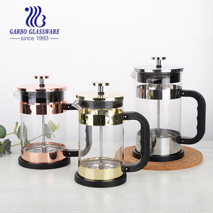 high quality 600ml hand blown high temperature high borosilicate glass coffee maker french press coffee plunger