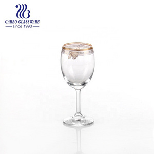 Hot Sale gold rim 7oz fancy flower designs wine glass goblet Stemware for party wedding dector long stem white wine goblet