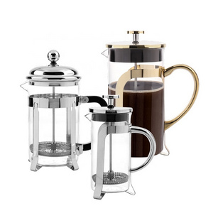 High borosilicate glass french press silver ABS handle stainless steel lid glass coffee maker with filter glass french press