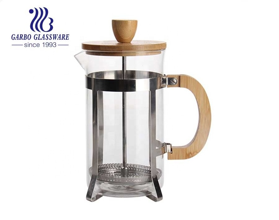 Hot water carafe high quality 600ml borosilicate glass teapot glass French Press portable coffee maker with cone filter