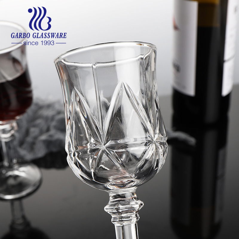 Luxury Designed Factory Direct Glass Goblet Elegant Beverage Glass Cups Engraved Crystal Clear Wedding Stemware Glass Goblets