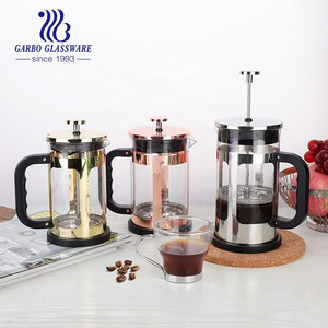 Factory Glass Prensa Francesa Custom Capacity French Coffee Press Coffee Maker New Gold Plating And Copper Plating With Plunger