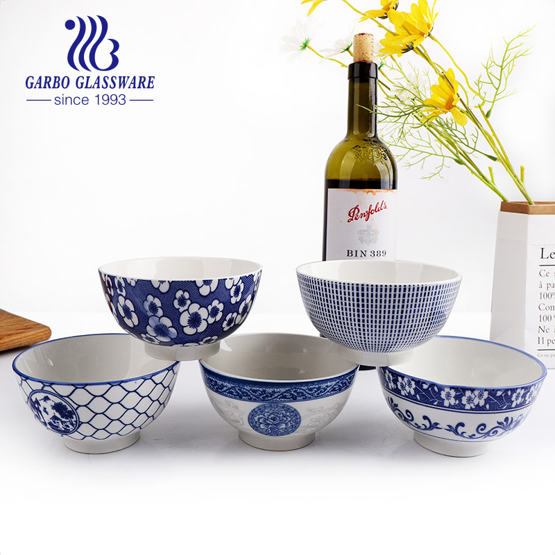 Hot Sale Customized Printing Design Wholesale Tableware Bowl 7 inch Hand Printed High Quality Large Ceramic Bowls