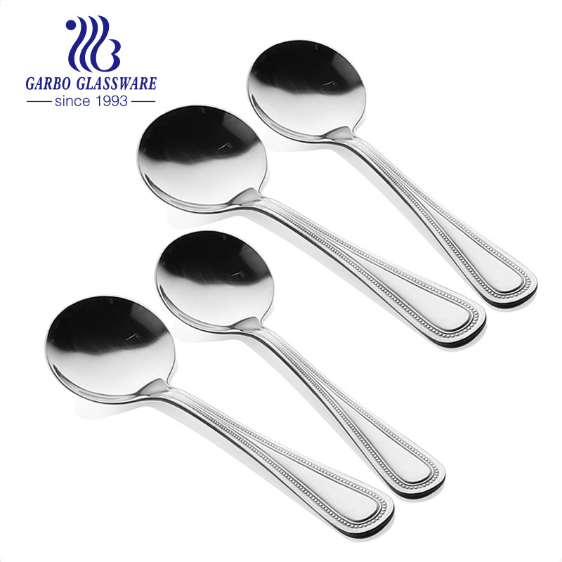 Personalized Kitchen food grade 6 Pieces Stainless Steel dinner Spoon Soup silver Dessert Coffee Custom Spoon