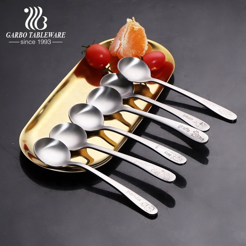 Wholesale cheap custom home hand polish stainless steel tea sugar coffee serving spoon long handle ice cream latte spoon