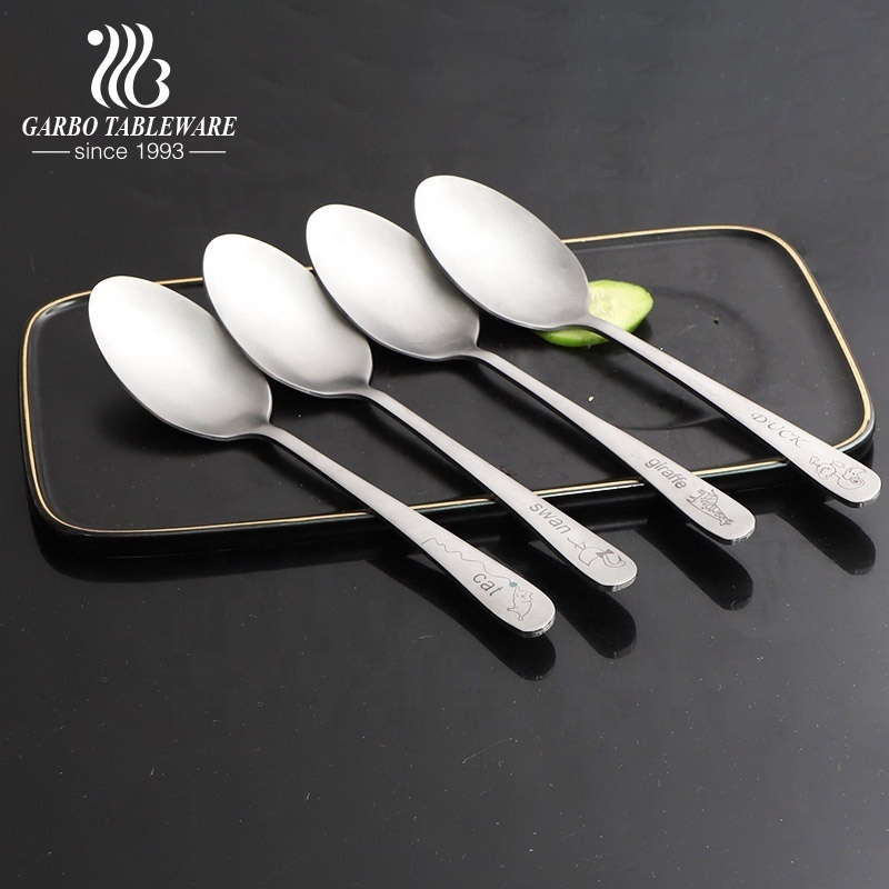 Wholesale cheap custom home hand polish stainless steel tea sugar coffee serving spoon long handle ice cream latte spoon