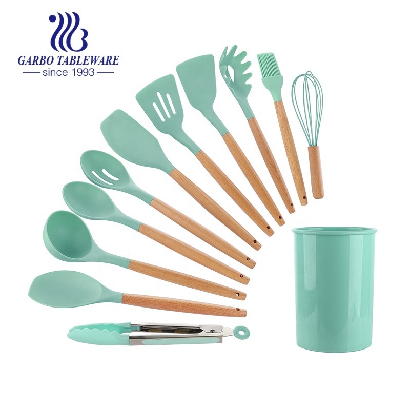 Upgrade Kitchen with 12-Piece Green Slotted Spatula Spoon Kitchen Utensil Set Grade Nylon Material and kitchen tools gadgets set