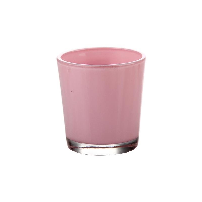 Wholesale festival promotion custom color spray pink cut empty glass candle holder pink for soy wax candles