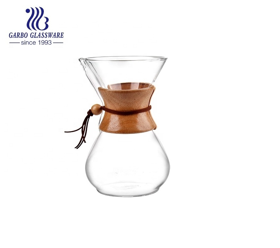 Pour Over Coffee Maker with Bamboo Sleeve Borosilicate Glass Carafe Rust Resistant Stainless Steel Paperless Filter/Dripper