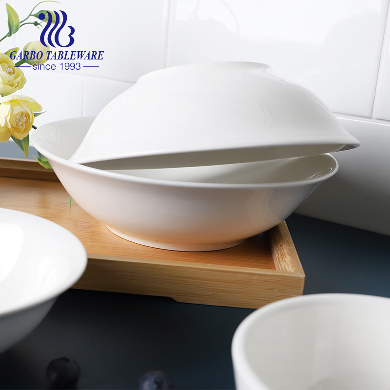 Promotion daily tableware hotel porcelain 7inch white porcelain dinner bowl ceramic dinnerware soup bowl for restaurant