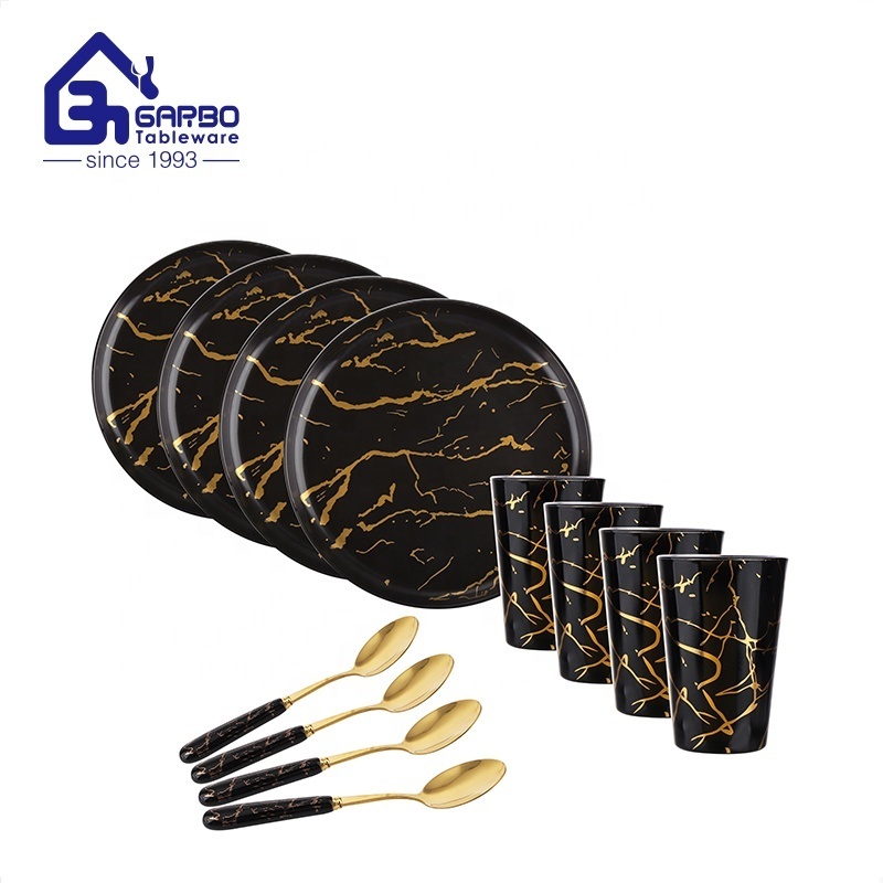 Luxury black marble dinnerware sets 10