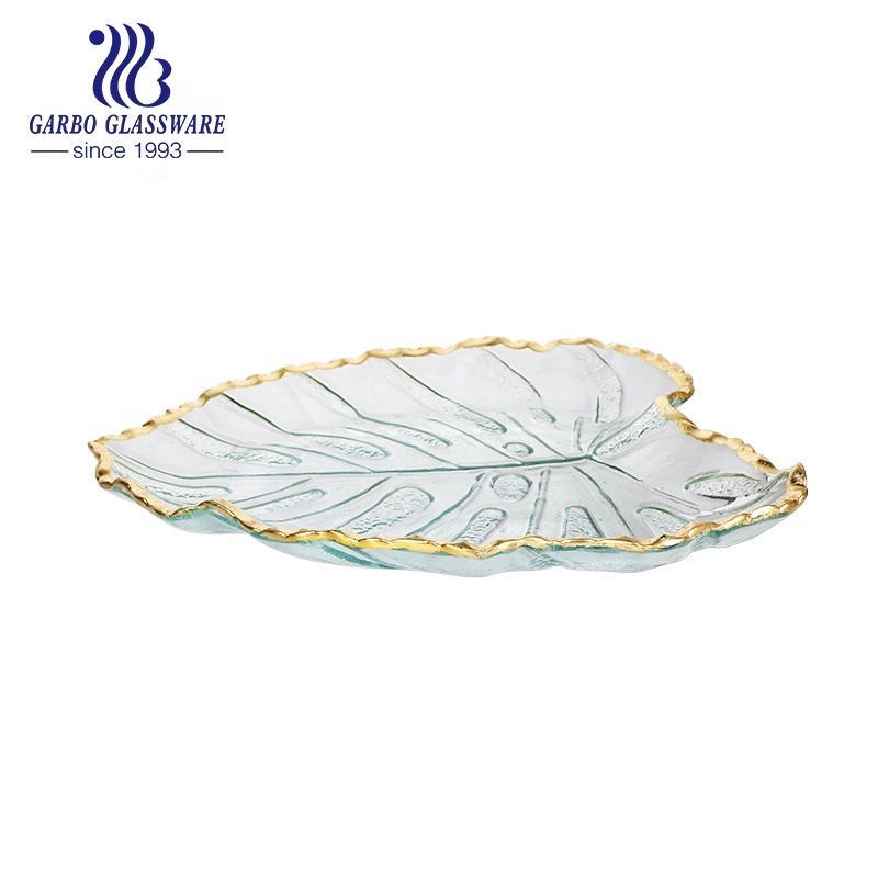 Heart shaped glass serving dish with gold rim for Valentines Day Dessert Plate Trimmed in gold seasonal gift unique glass plates