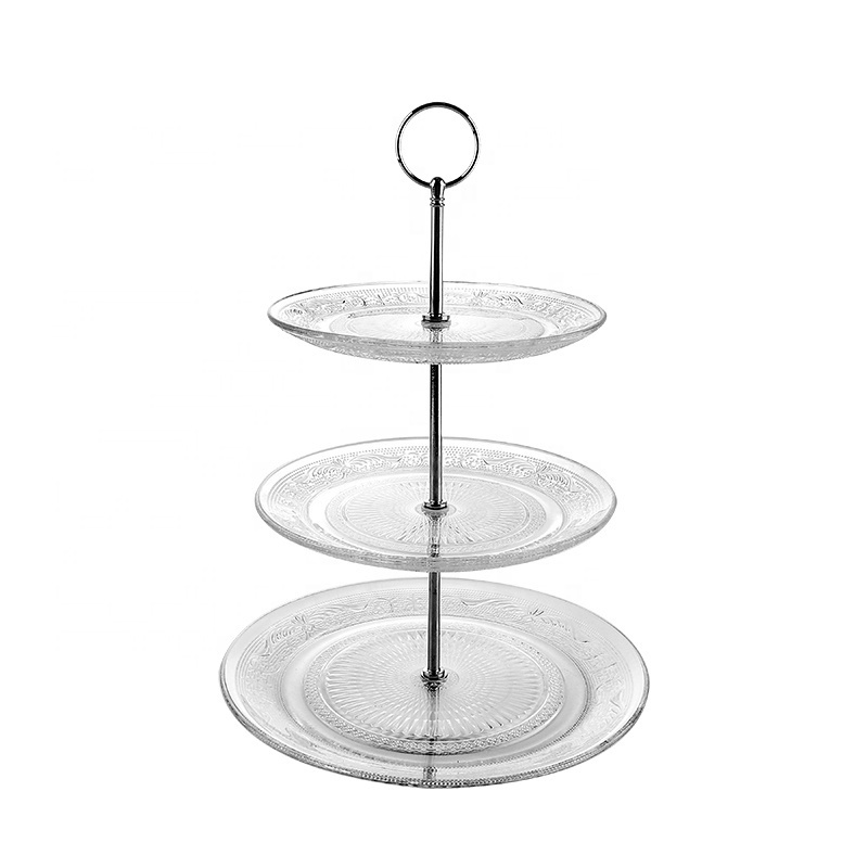 Classical Clear Glass Cake Stand 3 tier  Wedding Party Plate Dessert serving plates with stand Glassware Serving Cake Plates