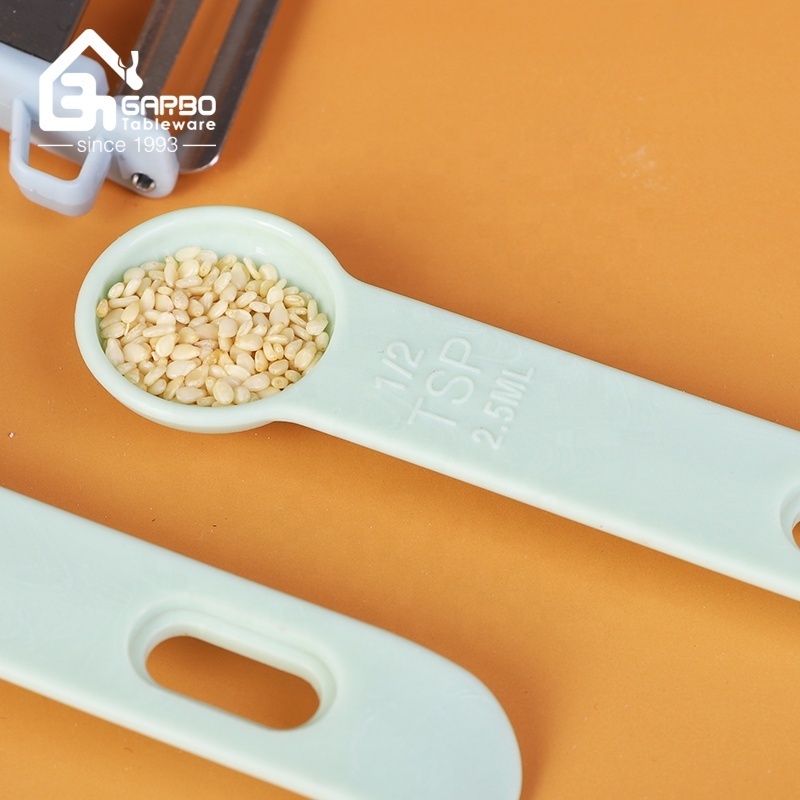 5PCS set Nordic Green Color Wheat Straw Plastic Measuring Scoop Stackable Measuring Powder Measuring Teaspoon Measuring Spoon