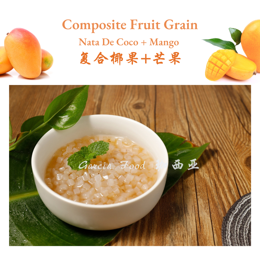 Premium Grade Composite Fruit Grain Nata De Coco Coconut Jelly + Mango flavor (3*3*3mm 1.5kg*12 bags/ctn) Suitable Tea Beverages