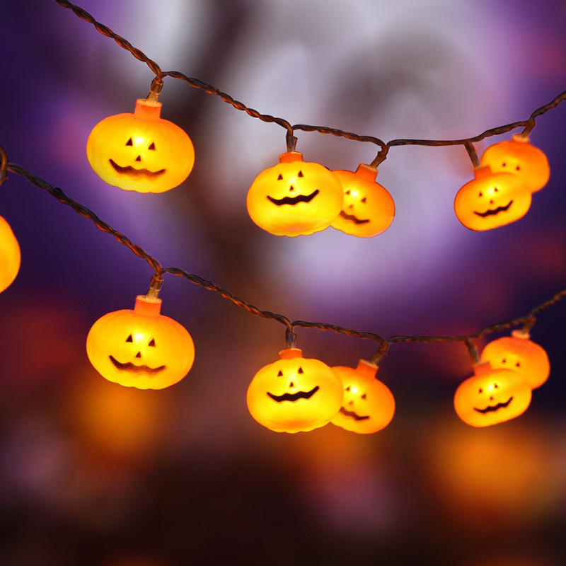 Halloween Lights String 20 Led 8ft Pumpkin Skeleton Ghost Lamp Battery Powered For Indoor And Outdoor Halloween Decorations