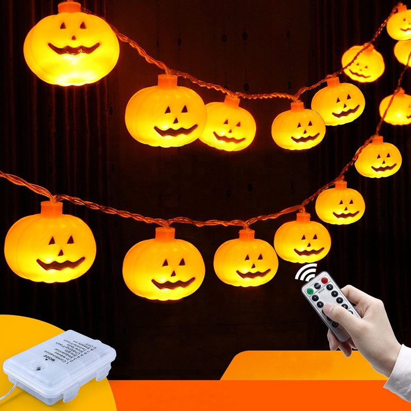 Halloween Lights String 20 Led 8ft Pumpkin Skeleton Ghost Lamp Battery Powered For Indoor And Outdoor Halloween Decorations