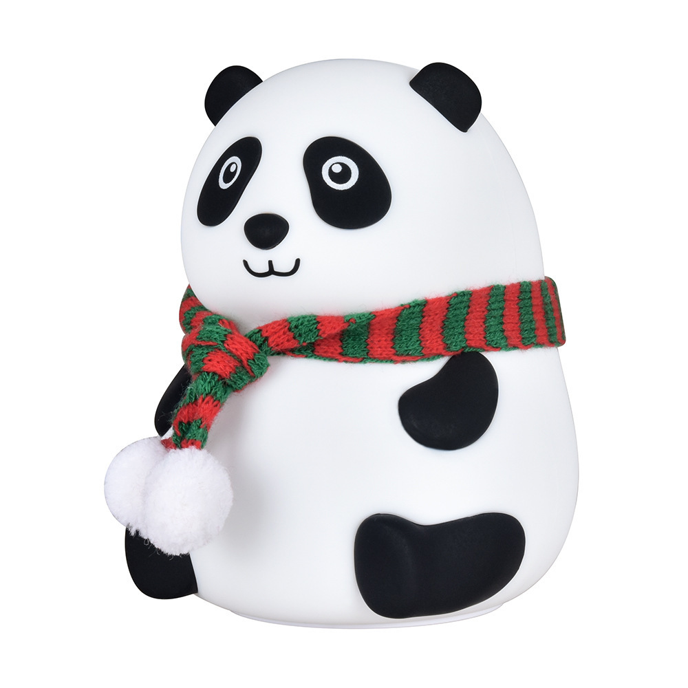 LED Panda Night Light Silicone Children's Nursery Lamp for Toddler Boy Girls Bedroom Timer Auto Shutoff AAA Battery Operated