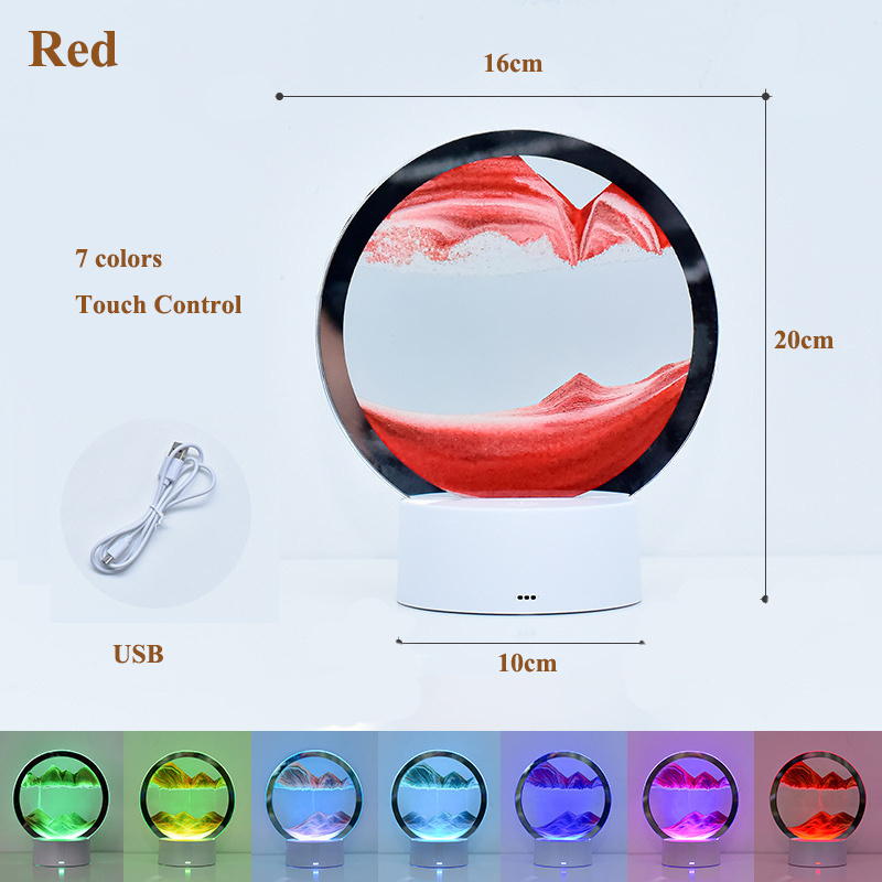 3D Art Creative LED Quicksand night light touch 7 colorful glass luminescent LED Table lamp for commemorate holiday gifts