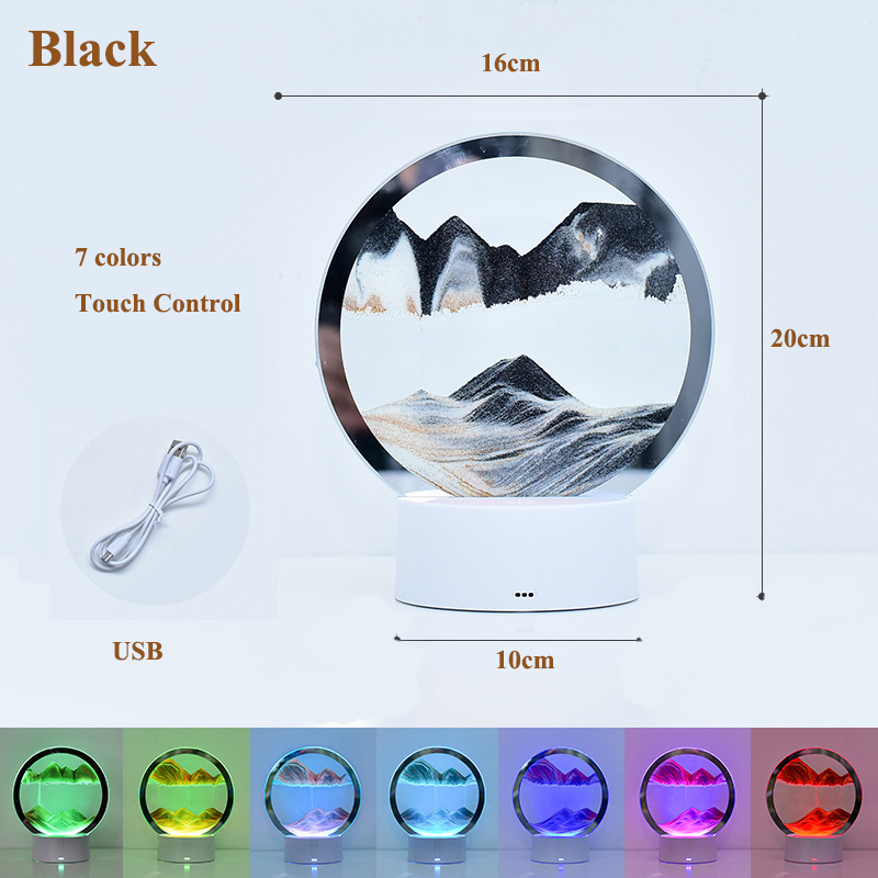 3D Art Creative LED Quicksand night light touch 7 colorful glass luminescent LED Table lamp for commemorate holiday gifts