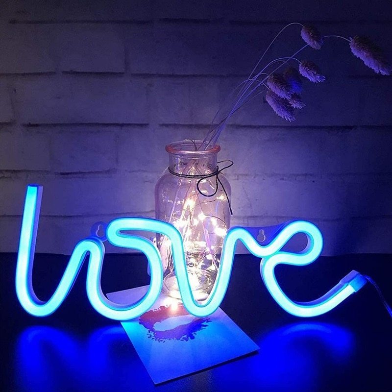 New LED Neon Lights Love Shape Night Light Sign Lamp Battery USB Double Powered Nightlight for Indoor Christmas Wedding Birthday