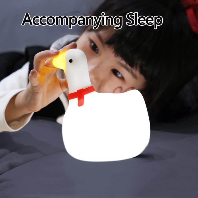 Kids Night Light Motion Sensor Solar Indoor Lights Cute Silicone Tischlampe Goose Nursery Inductance Lamp for Baby and Toddler