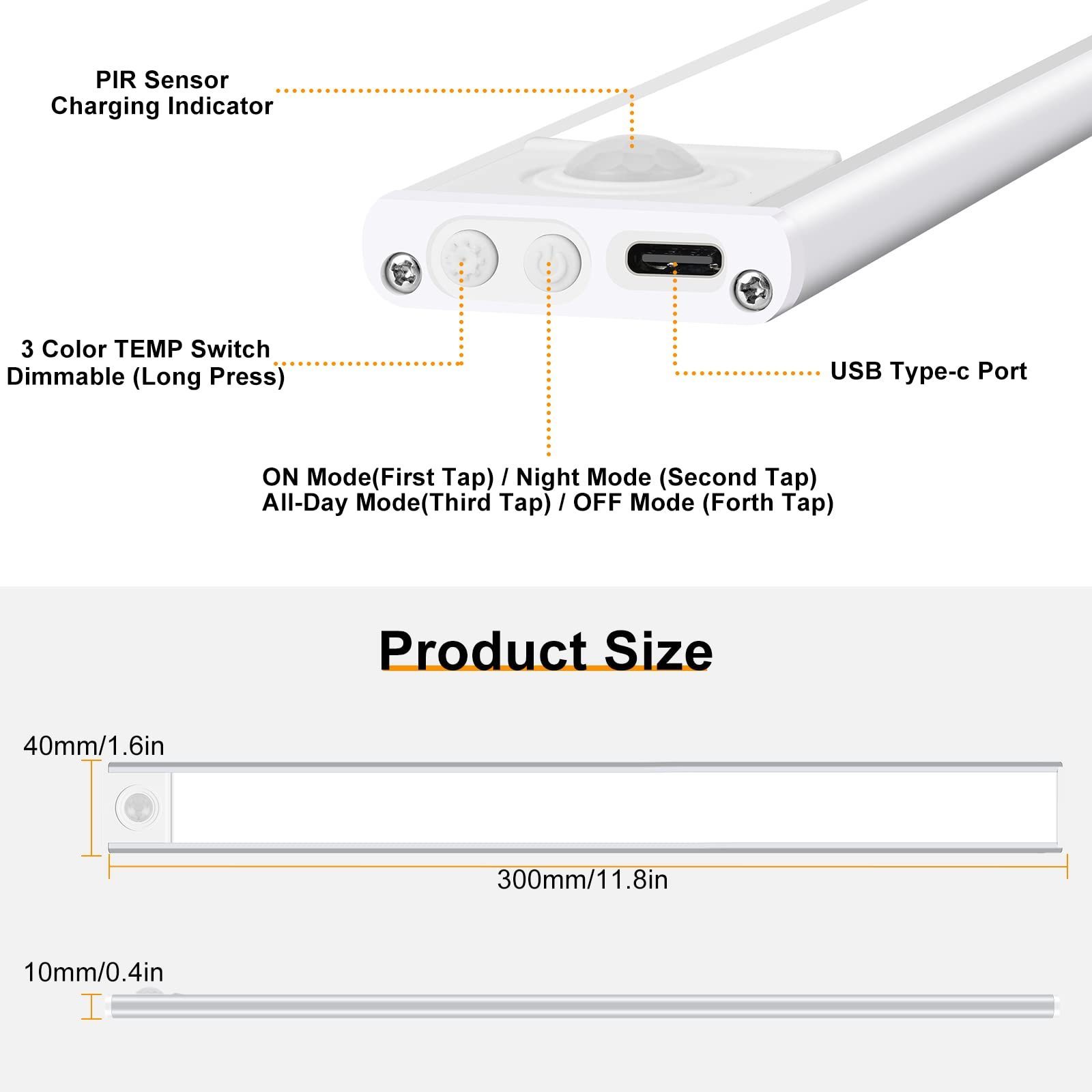 LED Hand Wave Motion Sensor Under Cabinet Lighting Wireless Motion Sensor Light Indoor Wireless USB Rechargeable Closet Lights